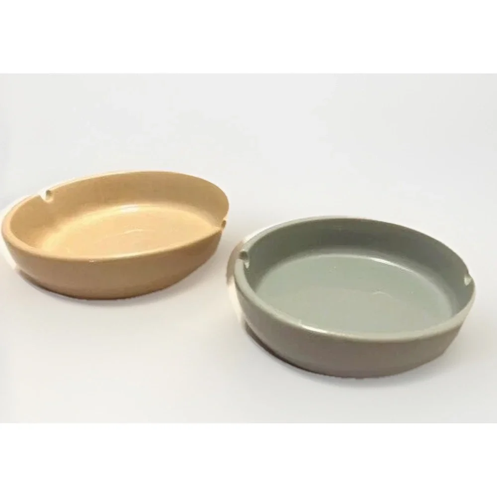 VTG Ceramic Catchall Ashtray MCM Minimalist Boho 2PC Retro Table Decor Staging